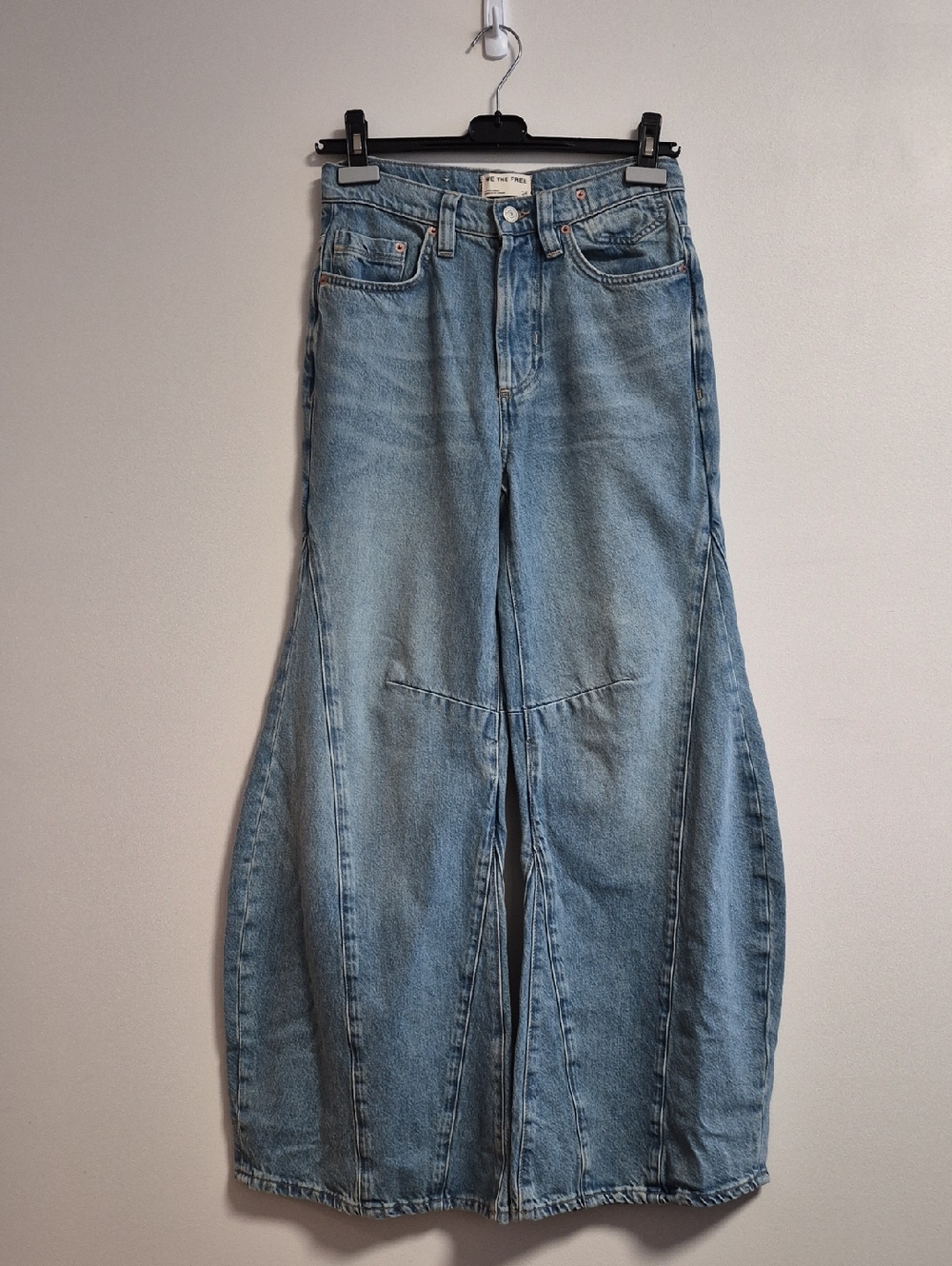 We The Free Wide Leg Flare Jeans in Light Blue Denim - Picture 5 of 9